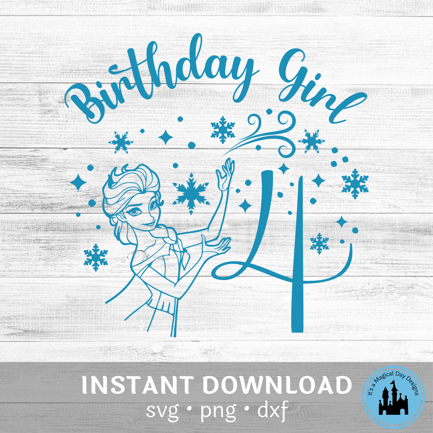 Elsa Birthday Girl 4th Birthday Digital Design